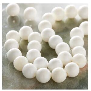 Bead Landing Shell Beads Round White 8mm Semi Precious Natural 10”